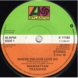 The Manhattan Transfer Where Did Our Love Go VINYL 7" USED