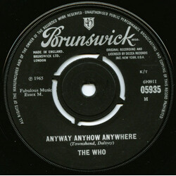 The Who Anyway Anyhow Anywhere VINYL 7" USED