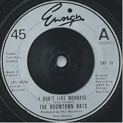 The Boomtown Rats I Don't Like Mondays USED VINYL 7INCH 45 RPM SINGLE STEREO