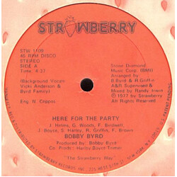 Bobby Byrd Here For The Party USED VINYL 12INCH 45 RPM