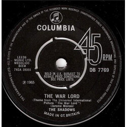 The Shadows The War Lord  VINYL 7" USED