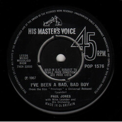 Paul Jones I've Been A Bad, Bad Boy USED VINYL 7INCH 45 RPM SINGLE