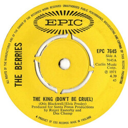 The Rockin' Berries The King (Don't Be Cruel) USED VINYL 7INCH 45 RPM SINGLE