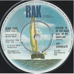Hot Chocolate Heaven Is In The Back Seat Of My Cadillac USED VINYL 7INCH 45 RPM SINGLE
