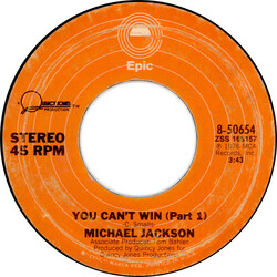 Michael Jackson You Can't Win (Part 1) / You Can't Win (Part 2) USED VINYL 7INCH 45 RPM SINGLE