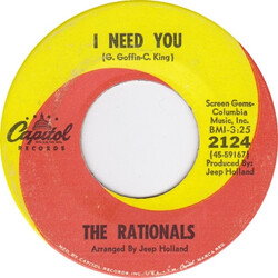 The Rationals I Need You Vinyl 7" USED