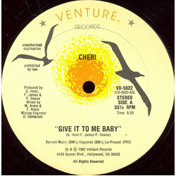 Cheri Give It To Me Baby USED VINYL 12INCH 33 S RPM STEREO