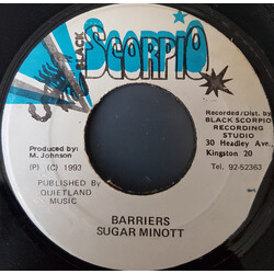 Sugar Minott Barriers USED VINYL 7INCH 45 RPM