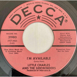 Little Charles And The Sidewinders I'm Available / It's A Heartache USED VINYL 7INCH SINGLE 45 RPM PROMO