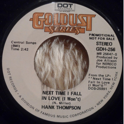 Hank Thompson Next Time I Fall In Love / The Mark Of A Heel Vinyl 7" USED