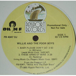 Willie And The Poor Boys Willie And The Poor Boys USED VINYL 12INCH 33 S RPM EP PROMO