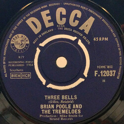 Brian Poole & The Tremeloes Three Bells USED VINYL 7INCH SINGLE 45 RPM