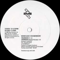 Renegade Soundwave Thunder II USED VINYL 12INCH PROMO 33 S RPM