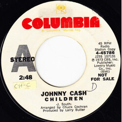 Johnny Cash Children USED VINYL 7INCH 45 RPM SINGLE PROMO STEREO