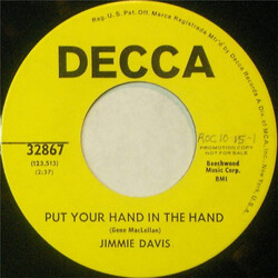 Jimmie Davis Put Your Hand In The Hand / Won't You Take Me Back And Try Me On One More Time USED VINYL 7INCH 45 RPM PROMO