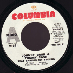 Johnny Cash / Tommy Cash That Christmasy Feeling / Christmas As I Knew It USED VINYL 7INCH 45 RPM PROMO MONO