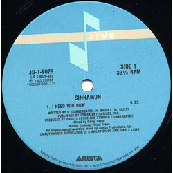 Sinnamon I Need You Now USED VINYL 12INCH 33 S RPM