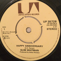 Slim Whitman Happy Anniversary Vinyl 7" USED