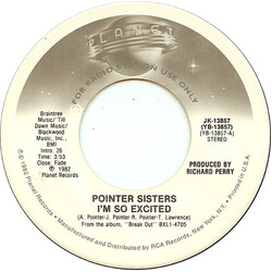 Pointer Sisters I'm So Excited USED VINYL 7INCH 45 RPM PROMO