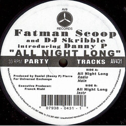 Fatman Scoop / DJ Skribble / Danny P. All Night Long USED VINYL 12INCH 33 S RPM