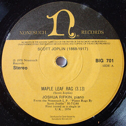 Joshua Rifkin Maple Leaf Rag USED VINYL 7INCH 45 RPM SINGLE