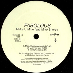 Fabolous Make U Mine USED VINYL 12INCH PROMO 33 S RPM