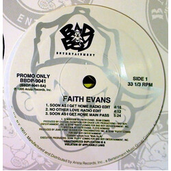 Faith Evans Soon As I Get Home USED VINYL 12INCH 33 S RPM PROMO