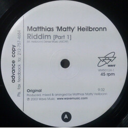 Matthias Heilbronn Riddim Part 1 USED VINYL 12INCH 45 RPM PROMO