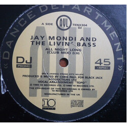 Jay Mondi & The Livin' Bass All Night Long USED VINYL 12INCH 45 RPM PROMO