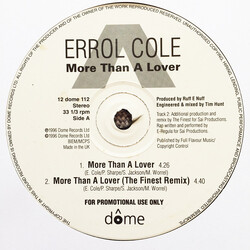 Errol Cole More Than A Lover USED VINYL 12INCH 33 S RPM PROMO