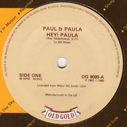 Paul & Paula / Bruce Channel Hey! Paula / Hey! Baby USED VINYL 7INCH SINGLE 45 RPM REISSUE
