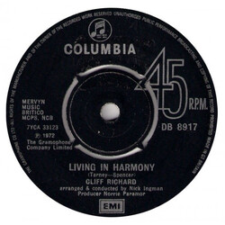 Cliff Richard Living In Harmony USED VINYL 7INCH 45 RPM SINGLE