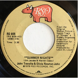 John Travolta / Olivia Newton-John / Louis St. Louis Summer Nights / Rock 'N' Roll Party Queen USED VINYL 7INCH 45 RPM SINGLE