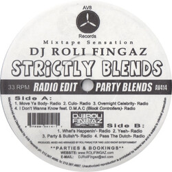 DJ Roll Fingaz Strictly Blends USED VINYL 12INCH 33 S RPM
