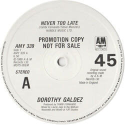 Dorothy Galdez Never Too Late USED VINYL 12INCH 45 RPM SINGLE PROMO