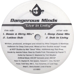 Dangerous Minds Live In Unity USED VINYL 12INCH 33 S RPM PROMO