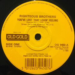The Righteous Brothers You've Lost That Lovin' Feeling / Unchained Melody USED VINYL 7INCH 45 RPM SINGLE REPRESS STEREO