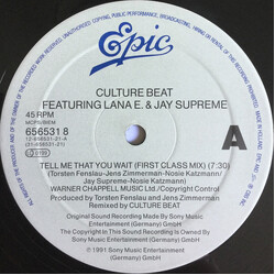 Culture Beat / Lana E. / Jay Supreme Tell Me That You Wait USED VINYL 12INCH 45 RPM SINGLE