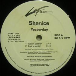Shanice Yesterday USED VINYL 12INCH 33 S RPM SINGLE PROMO