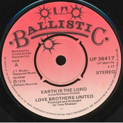 Love Brothers United Earth Is The Lord USED VINYL 7INCH 45 RPM SINGLE