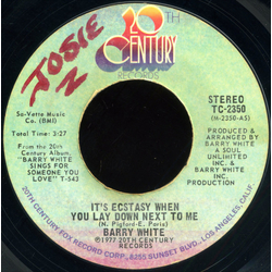 Barry White It's Ecstasy When You Lay Down Next To Me Vinyl 7" USED
