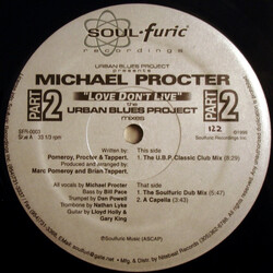 Urban Blues Project / Michael Procter Love Don't Live (Part 2) (The Urban Blues Project Mixes) USED VINYL 12INCH 33 S RPM