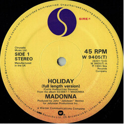 Madonna Holiday USED VINYL 12INCH 45 RPM SINGLE STEREO