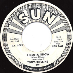 Tony Rossini I Gotta Know (Where I Stand) USED VINYL 7INCH 45 RPM SINGLE PROMO