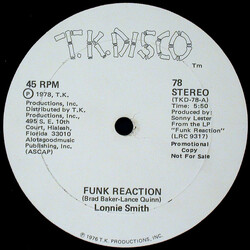 Lonnie Smith Funk Reaction / For The Love Of It USED VINYL 12INCH 45 RPM PROMO