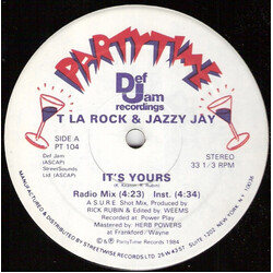 T La Rock / Jazzy Jay It's Yours USED VINYL 12INCH 33 S RPM