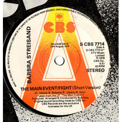 Barbra Streisand The Main Event / Fight USED VINYL 7INCH 45 RPM SINGLE PROMO