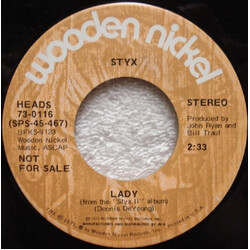 Styx Lady USED VINYL 7INCH 45 RPM SINGLE PROMO STEREO MONO