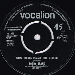 Bobby Bland These Hands (Small But Mighty) / Today USED VINYL 7INCH 45 RPM SINGLE