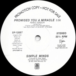 Simple Minds Promised You A Miracle USED VINYL 12INCH PROMO 33 S RPM